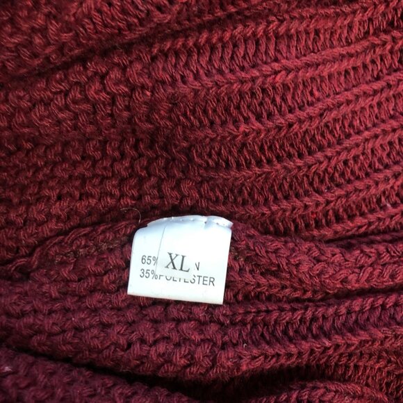 Maroon Mock Turtleneck Loose Knit Sweater Womens Size XL Long Sleeve Cozy NEW - Picture 5 of 9